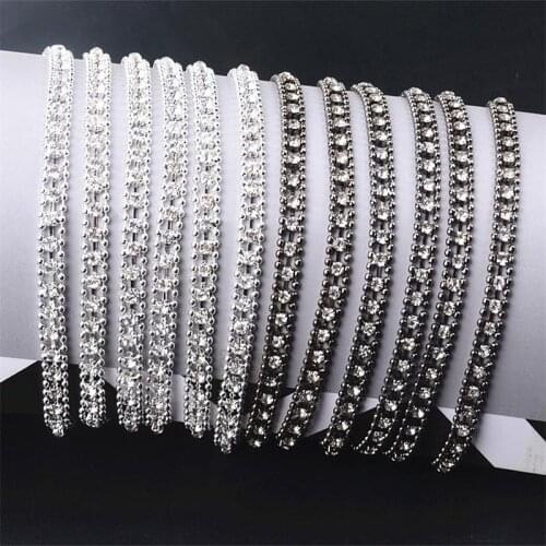 5yards/lot clear rhinestone trim glass bead diamond strass crystal banding chain bridal applique for wedding dress decoration
