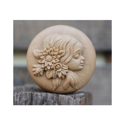 PRZY silicone girls head wearing flowers round cake decoration handmade soap candle aroma stone mold