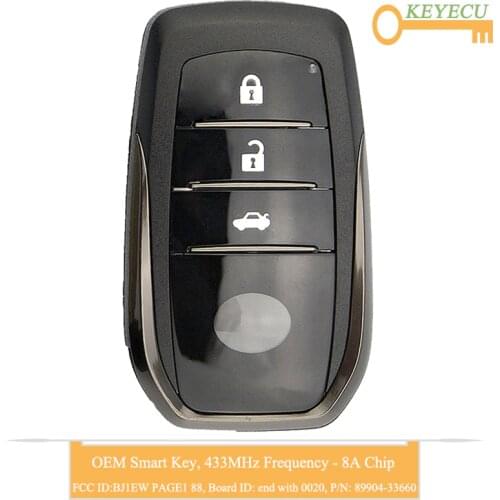 KEYECU OEM Smart Remote Car Key for Toyota Camry 2015 2016 2017 Fob 3 Buttons - 433MHz - FCC ID: BJ1EW PAGE1 88 P/N: 89904-33660