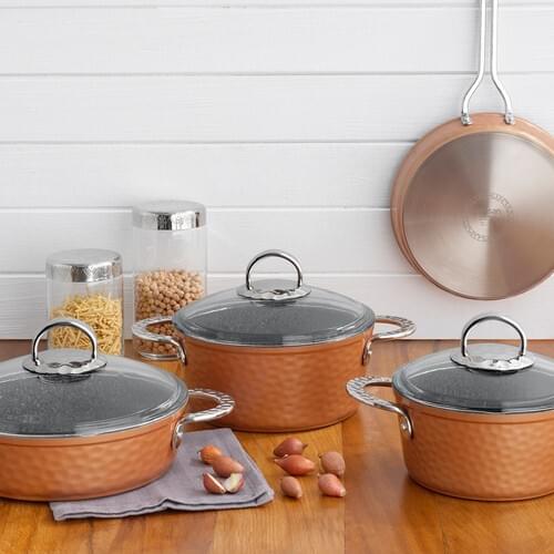 Different cookware set Nostalgia 7 Piece Granite Cookware Set Gold