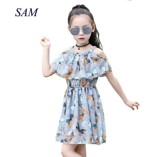 Big girls chiffon dress teenagers dress little girls dresses summer 2019 kids girl clothes size for 3 4 5 6 7 8 9 10 11 12 years
