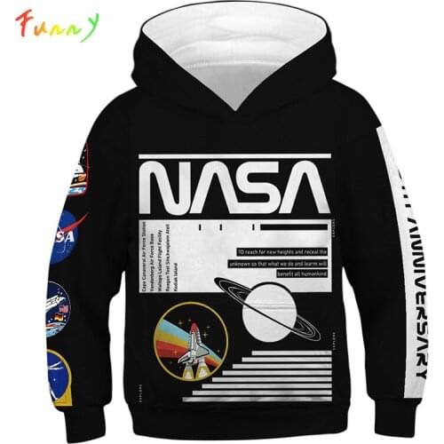 Astronaut Hoodies for Boys Girls Clothes Spring Autumn Long Sleeve Printed Hoody Pullover Tops Childrens Clothing Sportwear