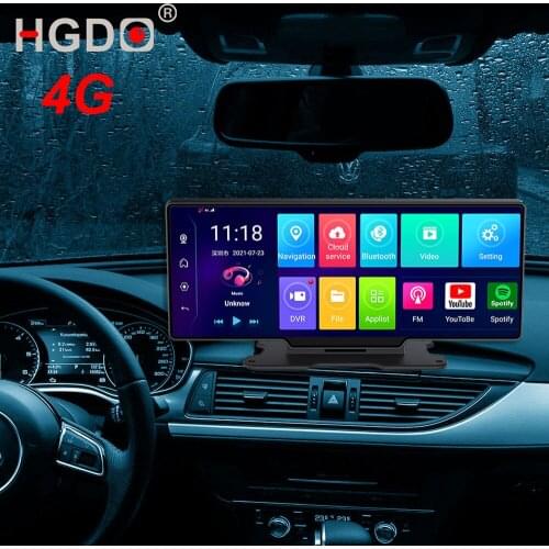 HGDO 11'' 4G Dash Cam 3 IN 1 Android ADAS Rear View Mirror Video Recorder FHD 1080P WiFi GPS Navigation Auto Registrator Car DVR