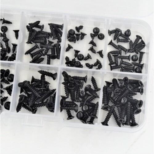 300 pcs M2 Phillips Round Auto Head Screw Screw Set Screw Kit Set Black