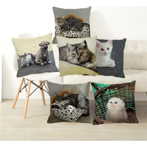 XUNYU Lovely Beautiful Cat Throw Pillow Case Sofa Bed Cushion Cover Home Decor 45cm X 45cm Pillowcase C009