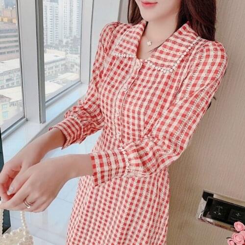2021 New Woman Summer Striped Polo Long Sleeve Dress Female Turn Down Collar Solid Color Ladies Fashionable Pink Vestidos H14