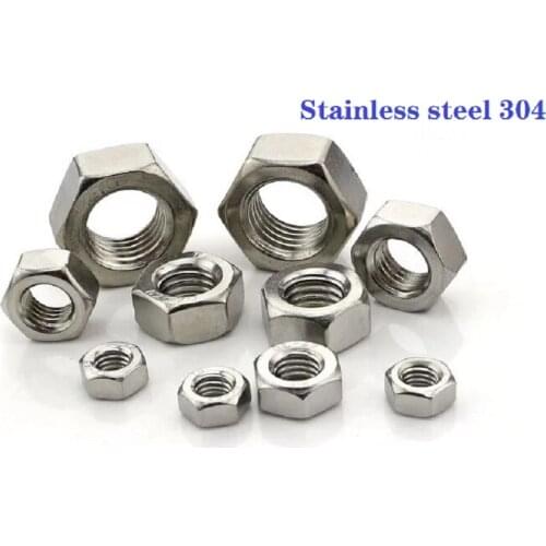 1/50/100pcs DIN934 Stainless Steel 304 Hex Hexagon Nut for M1 M1.2 M1.4 M1.6 M2 M2.5 M3 M4 M5 M6 M8 M10 M12 M16 M20 Screw Bolt