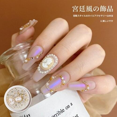 1 box of charm mixed 3D imitation pearl round metal beads art decoration micro nail art DIY decoration manicure tool