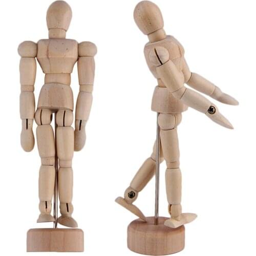 1pc 4.5 Inch Wooden Wood Movable Figure Manikin Human Artist Drawing Sketch Model Male Creative Decoration For Family Adornment