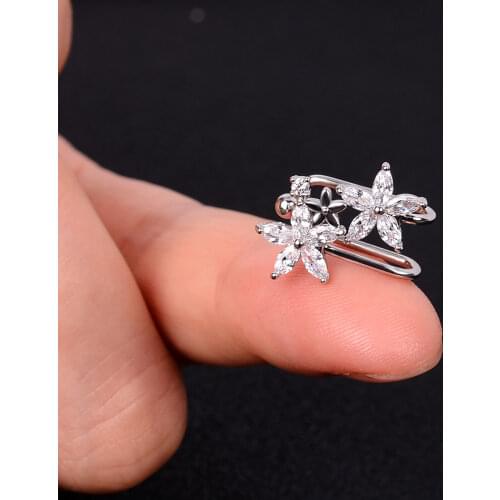 1Pc Helix Cartilage Fake Without Piercing Crystal Ear Cuff Ear Wrap Leaf Flower Clip on Earring Cuff No Piercing Women Jewelry