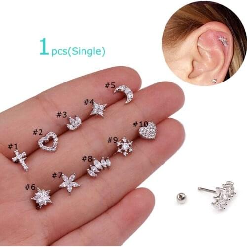 1pcs Tragus Cartilage Pinna Daith Helix Earrings Piercing 6mm Length