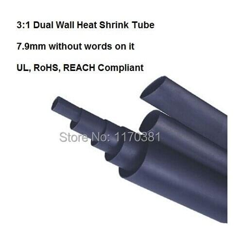 10M/Lot 3:1 shrink ratio 7.9mm Dual wall heat shrink tube,Flexible Thick Adhesive Lined