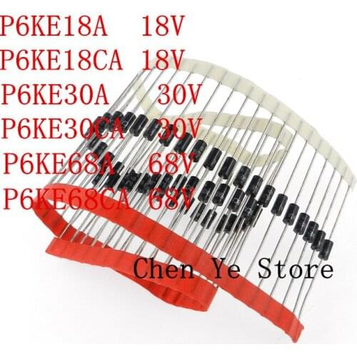 200PCS P6KE18A/P6KE18CA P6KE30A/P6KE30CA P6KE68A/P6KE68CA Transient Voltasge Suppressors TVS Diode P6KE DO-15 DIP 18V 30V 68V