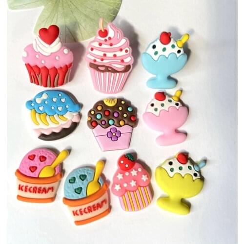 40Pcs/lots Desserts Cake Ice Cream Girls Hair Accessories Soft Rubber Kids Head Wraps Bows Clip Barrettes Supply Home Decor A89