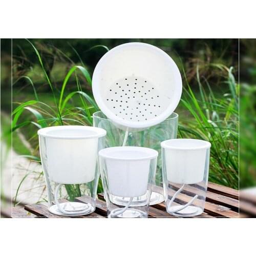 Ailury,Imitation glass,transparent lazy flower pots cotton rope water sucking culture plant colonization basket