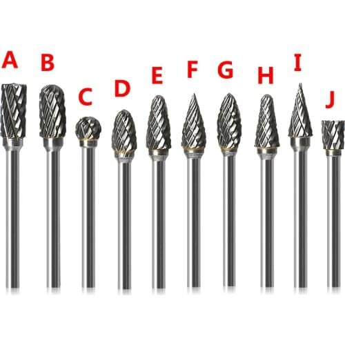 10pcs diamond accessories tungsten steel grinding head tungsten carbide burrs sets mini drill diamond burs material tungstenio