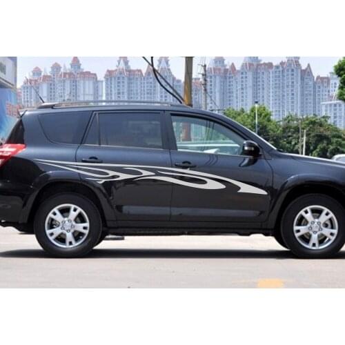 Car Decals Racing Stripe Flames 100'' for RAV4 Vinyl Graphics Side Door stickers ZC374