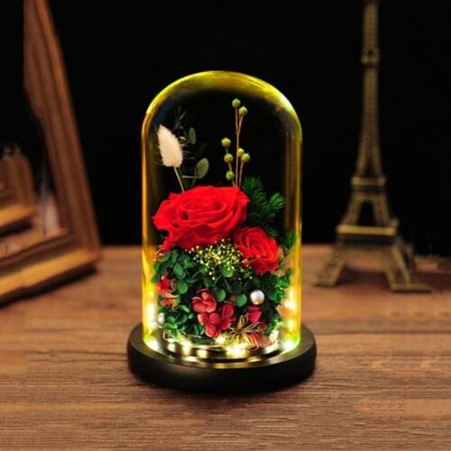 Free Shipping 9*20cm Middle Size Luminous Black Base Glass Dome Vase Home Decoration Friend Gift Wedding Live Prop