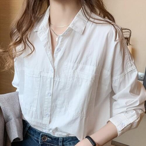 Blouse Women Blusas Mujer De Moda 2021 Long Sleeve White Blouse Shirt Women Shirts Turn Down Collar Office Blouse Tops D436