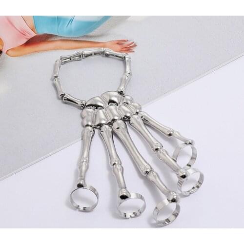 Steam Punk Bracelet For Men Gothic Hand Skull Skeleton Elasticity Adjustable Couple Women Bracelet Bangles Jewelry