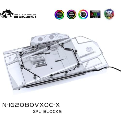 Bykski Water Block use for Colorful iGame RTX2070/2080 Vulcan X OC / Full Cover Copper Radiator Block/RGB Light