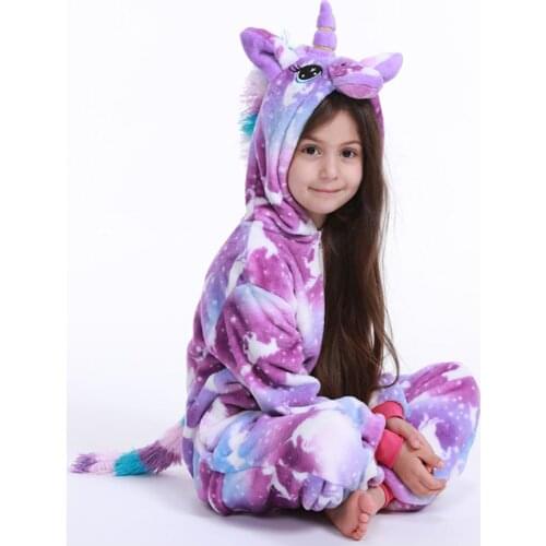 Pajamas For Children Unicorn animal Flannel Cute Animal Pajamas Sets Girl Winter Sleepwear Unicornio Nightie Pyjamas Home Wear