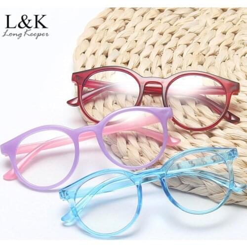 LongKeeper Kids Anti Blue Light Glasses Children Vintage Round Computer Eyeglasses Boy Girls Ultralight Clear Lens Eyewear UV400