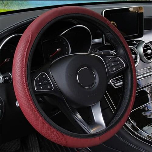 Breathable Leather Anti-Slip Car Steering Wheel Cover For KIA CEED SPORTAGE RIO 3 4 PICANTO SORENTO BORREGO SOUL Car Styling
