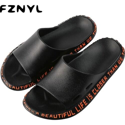 FZNYL 2020 Fashion Slippers Men Women Summer Outdoor Slides Male Soft Comfortable Non-slip Beach Flip Flops Sandals Home Shoes