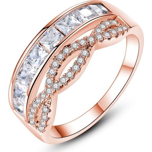 Hainon Fashion Infinity Love Rings Micro Inlayed Cross Rings For Women Wedding Cubic Zircon Crystal Rose Gold/Silver Color Ring