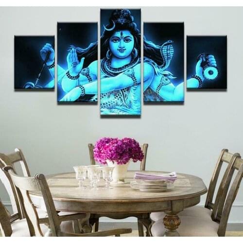 Hindu God Shiva Religion 5 Pcs Modern Home Wall Decor Canvas Picture Art HD Print Painting On Canvas for Living Room No Framed