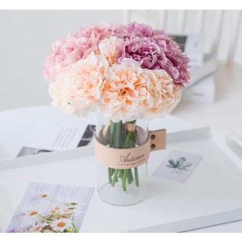 Fake Flowers Bouquet Artificial Silk Carnation for Wedding Home Party Table Decor