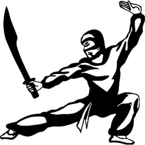 Creative Ninja Warrior Car Sticker Fashion Car Window Decoration Personality PVC Waterproof Decal Black/White, 18cm*18cm