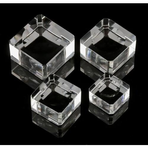 Fixed Seat Crystal Sphere Base Square Glass Holder Wood Pedestal Transparent Support Gifts Home Ornament Ball Display Stand