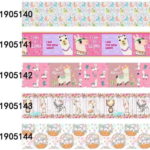 Cute cartoon character alpaca and koala printed grosgrain ribbon and elastic foe for kids headbands