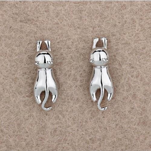 Trendy Butterfly Pink Female Stud Earrings For Women Jewelry Fashion Girl Silver Plated Earrings Lady Party Bijou