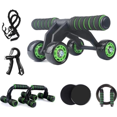 AB Roller Kit with Resistance Bands,ab stimulator Jump Rope, and Push-up Bar Home Fitness Equipment for Core Strength Abdominal