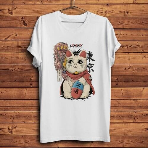 Unlucky Neo Tokyo Maneki Neko Cat AKIRA funny anime tshirt men new white casual short sleeve unisex cute streetwear t shirt