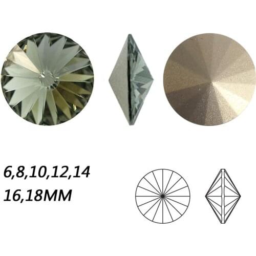 NYMR #1122 All Sizes Black Diamond Rivoli Sew On Crystal Fancy Stones Glass Point Back Glass Strass With Claw Setting