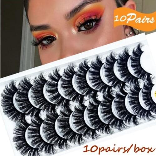 NEW 10Pairs natural 3D Soft Mink Hair False Eyelashes Handmade Wispy Fluffy Long Lashes Natural Eye Makeup Tools Faux Eye Lashes