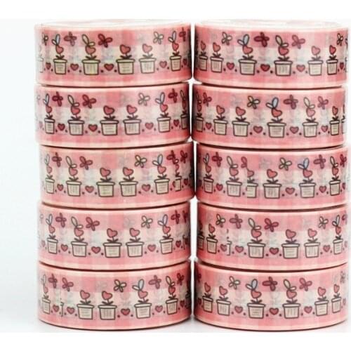 NEW 10pcs/Lot Decorative Potted plants Butterfly Japanese Washi Tapes for Bullet Journal Adhesive Masking Tape Cute Stationery