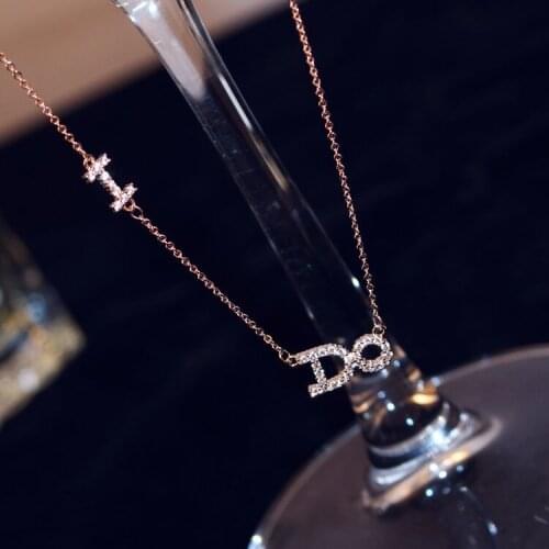 New Fashion Necklace Popular Zircon Letter I DO Necklace I Will Confession Gift Silver Pendant Clavicle Chain Short