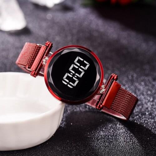 New Arrival Mesh Band Magnetic Watch Ladies Magnet Touch Scree Digital Led Watches Relojes Digital