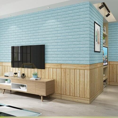 Wallpaper TV Background Wall 3D Brick Pattern Living Room Bedroom Wall Decoration DIY Self-Adhesive Waterproof PE Foam Wall Stic