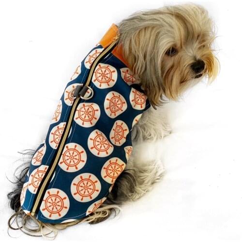Orange Nautica Water Repellent Dog Jacket, Dog Raincoat, Dog Clothes, Pet Clothes