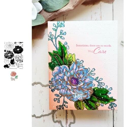 Peony Flower Garden Metal Cutting Dies and Stamps DIY Scrapbooking Card Stencil Paper Cards Handmade Album Stamp Die Sheets