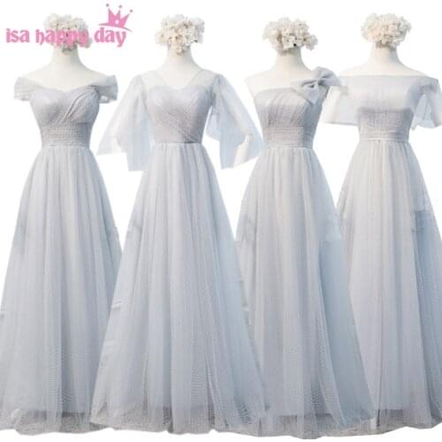 Bridesmade dress bride silver gray elegant long bridesmaid vintage tulle bridesmaids gown dresses under 100 for woman W4305