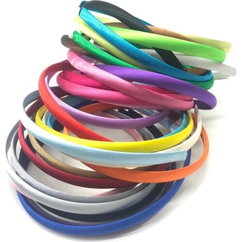 5Pcs/lot 10mm 30 Colors Solid Color Satin Fabric Covered Resin Hairband Ribbon Adult Kids Headband Girl DIY Hair Accessories