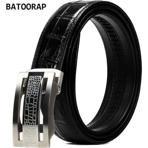 2021 Top High-end Business Crocodile Belly Belt Brand Luxury Designer Mens Belt Black Simple Stainless Steel Automatic Buckle