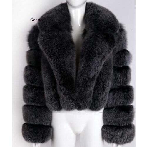 Luxury Fluffy Fox Fur Coats Turn Down Collar High Quality Women Warm Faux Fox Fur Coat Winter Imitation Fur Jacket Outerwear